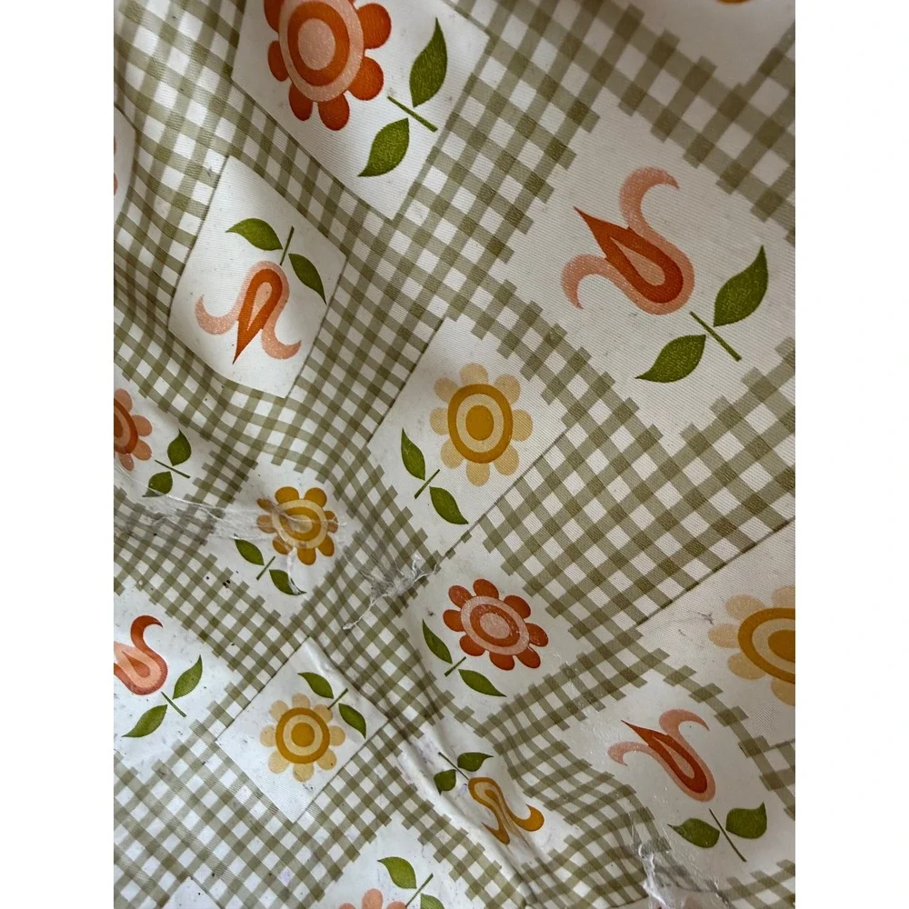 Vintage Wicker Picnic Basket Retro Floral Gingham Liner Cottagecore Boho Decor